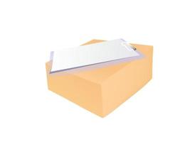 Package box. Notebook. Packaging to be safe. 3d vector object.