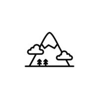 montaña, colina, monte, icono de línea de pico, vector, ilustración, plantilla de logotipo. adecuado para muchos propósitos. vector