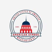 Diseño del ejemplo del vector del logotipo de la insignia del capitolio de Washington. símbolo americano