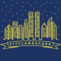 city line art logo vector illustration design. city landscape outline