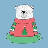 Cute cartoon polar bear vector