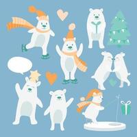 Cute cartoon polar bear vector