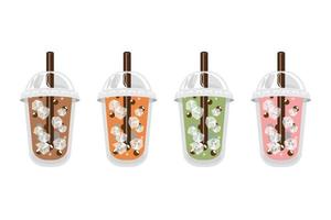 Bubble Tea cups vector set isolate