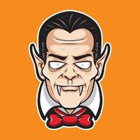 scary dracula head cartoon vector