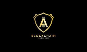 Crypto coin logos. Initial letter A logo, icon - Vector Digital money, block chain, finance symbol. Connect technology and digital, gold currency data concept for your corporate identity