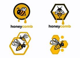 Ilustración de vector de diseño de logotipo de abeja.