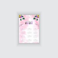 Plantilla de calendario 2022 de fondo de acuarela de una página. plantilla profesional de vector personalizada, limpia y elegante