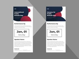 international public domain day roll-up banner. public domain day dl flyer. non commercial public domain banner template vector