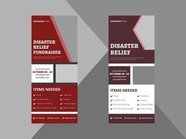 disaster relief roll up banner design template. charity relief poster leaflet template. charity banner design template. cover, roll up banner, poster, print-ready vector