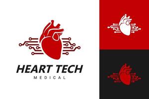 gráfico de vector de ilustración del logotipo de tecnología de corazón. perfecto para usar en empresas del sector sanitario