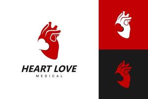 gráfico de vector de ilustración del logotipo de amor de corazón. perfecto para usar en empresas del sector sanitario