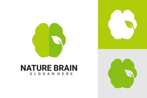 gráfico de vector de ilustración del logotipo de cerebro de naturaleza. perfecto para usar en empresas médicas