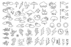 weather doodle vector set illustration with hand draw line art style vector, star, sun