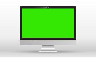 Set of realistic computer monitors, laptops, tablets and mobile phones. Electronic gadgets on white background.Green screen. Vector mobile device concept.