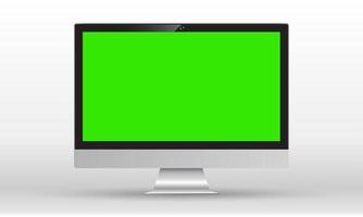 conjunto de monitores de computadora realistas, computadoras portátiles, tabletas y teléfonos móviles. Aparatos electrónicos sobre fondo blanco.Pantalla verde. concepto de dispositivo móvil de vector. vector