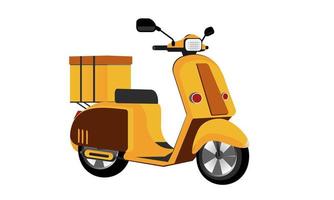 Yellow motorcycle delivery on white background. vector