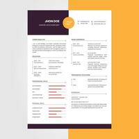 Minimalist cv resume design template, suitable for content individual business jobs vector
