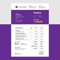 Simple invoice design template free vector