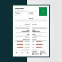 Plantilla de diseño de currículum vitae moderno de color verde, adecuada para trabajos de negocios individuales de contenido vector