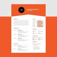 Plantilla de diseño de currículum vitae moderno de color naranja, adecuada para trabajos de negocios individuales de contenido vector