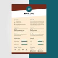 Red elegant cv resume design template, suitable for content individual business jobs vector