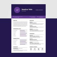 Purple color modern cv resume design template, suitable for content individual business jobs
