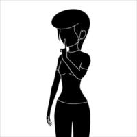 silhouette of girl in silence pose created on white background vector