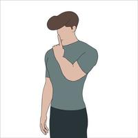 flat illustration of men in silence pose on isolated background. vector