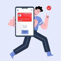 Man make payment online vector