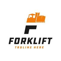 forklift logo design tool letter F vector