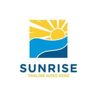 Sunrise at sea view logo vector