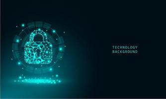 Abstract Closed Padlock With Hologram on technology hi tech background concept with Blue abstract hi speed internet technology. vector