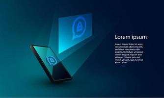 Cyber security and privacy on Smart phone on virtual interface technology background. vector