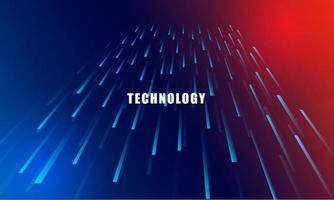 Abstract technology concept particle connection background with blue and red lights. vector