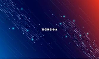 Abstract technology concept particle connection background with blue and red lights. vector