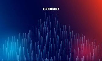 Abstract technology concept particle connection background with blue and red lights. vector