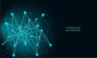 Abstract technology concept particle connection background with blue lights. vector