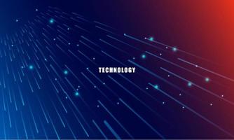 Abstract technology concept particle connection background with blue and red lights. vector