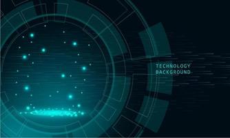 Abstract technology concept particle connection background with blue lights. vector