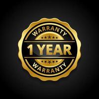 1 year money back warranty label vector emblem with gold color scheme