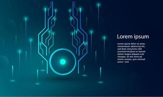 Abstract technology concept particle connection background with blue lights. vector