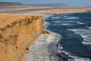 Cliffs on the shore Pacific Ocean in Paracas National Reserve, Peru. photo