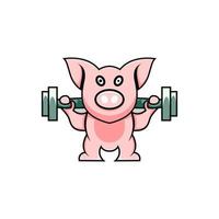 pig fitness  cute logo vector