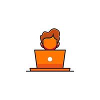 man working laptop logo vector