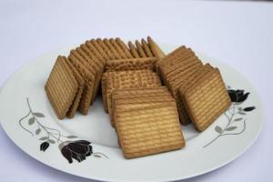 Brown-wheat Biscuits in the Plate photo
