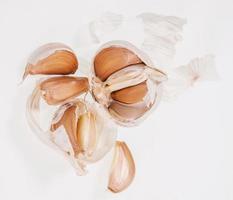Organic garlic whole and cloves on the white background photo