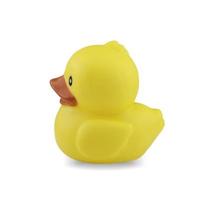 Cute rubber duck isolated over white background photo