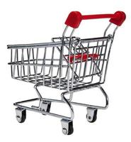 trolley shopping silver supermarket white background photo