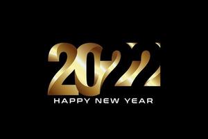 Happy new year 2022 text. Golden 2022 number vector suitable design illustration for greetings, invitations, banner or background.