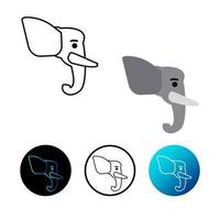 Flat Elephant Head Icon Illustration vector